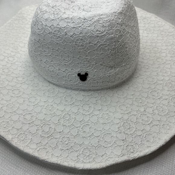 Disney Paris White Sun Hat Lace Adult Wide‎ Brim Mickey Paper Beachy Coastal main image 10